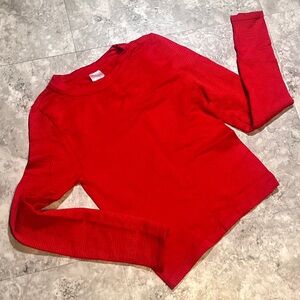 No Boundaries Thermal Vibrant Red Long Sleeve Top